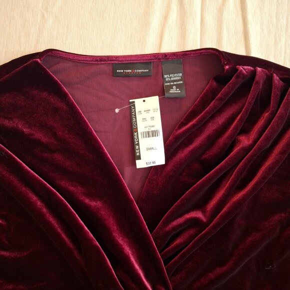 NY & Co Velvet Babydoll Top Sz S Whimsigoth Boho Holiday Cocktail Party NWT - Picture 9 of 13